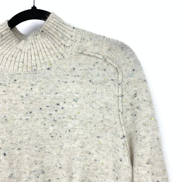 LOFT Pullover Mock Neck Sweater Womens Size Medium Cream Speckled Knit - Picture 3 of 6